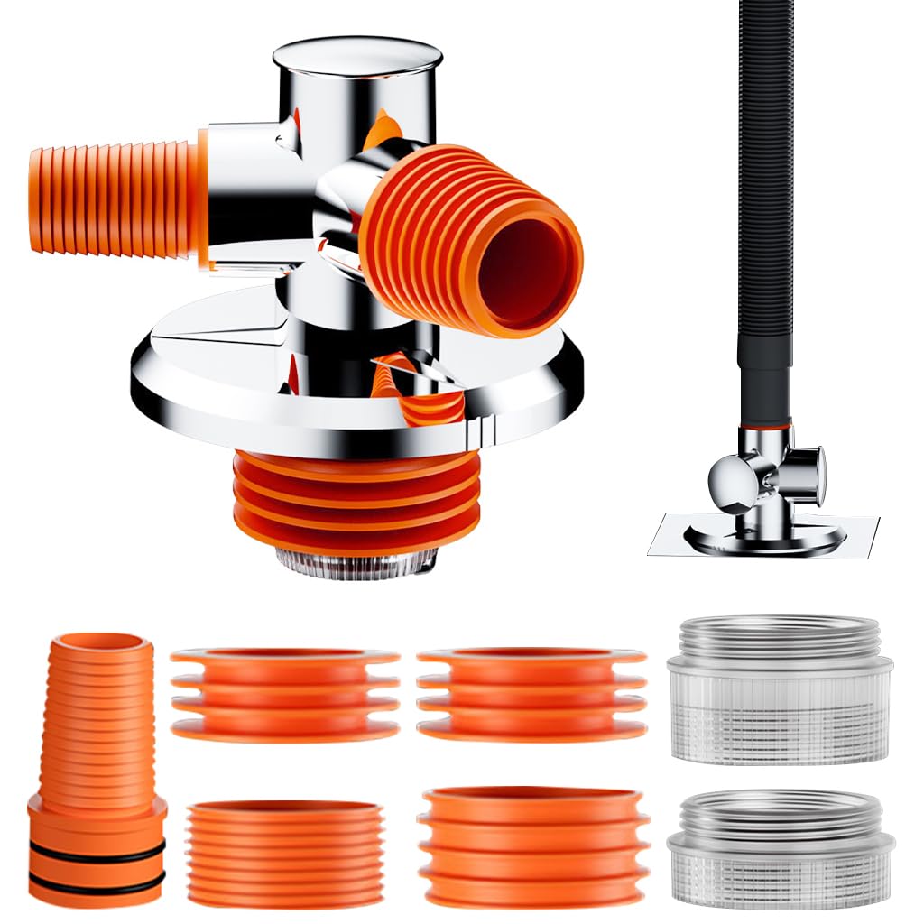 HASTHIP Washing Machine Drainage Adaptor, Triple Inlet Floor Drain Connector with Anti-Odor Gravity-Control Valve, Multi Interchangeable Adapters, Anti Clogging & Anti Pests, Ideal for Kitchen Sink HASTHIP Washing Machine Drainage Adaptor, Triple Inlet Floor Drain Connector with Anti-Odor Gravity-Control Valve, Multi Interchangeable Adapters, Anti Clogging & Anti Pests, Ideal for Kitchen Sink